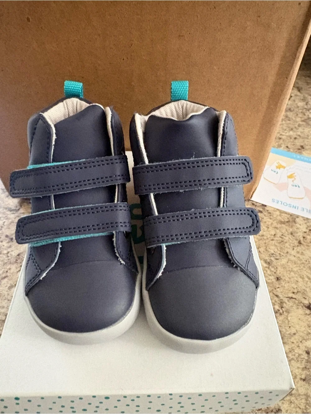 New in box ten little Navy Blue high top Velcro Sneakers